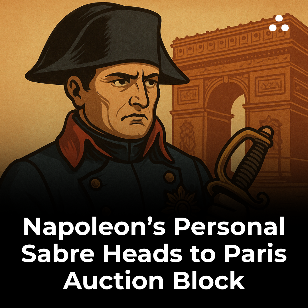 Which historical figure commissioned the sabre up for auction in May 2025?